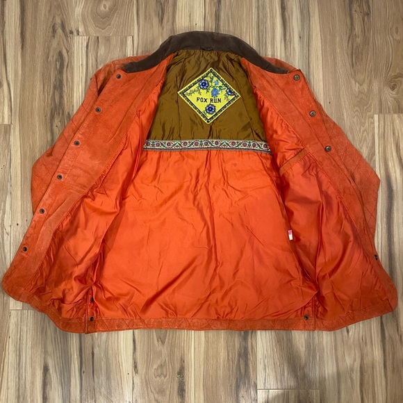 Vintage orange and brown leather jacket from the 1970’s. Loose fitting size L. - Picture 2 of 5